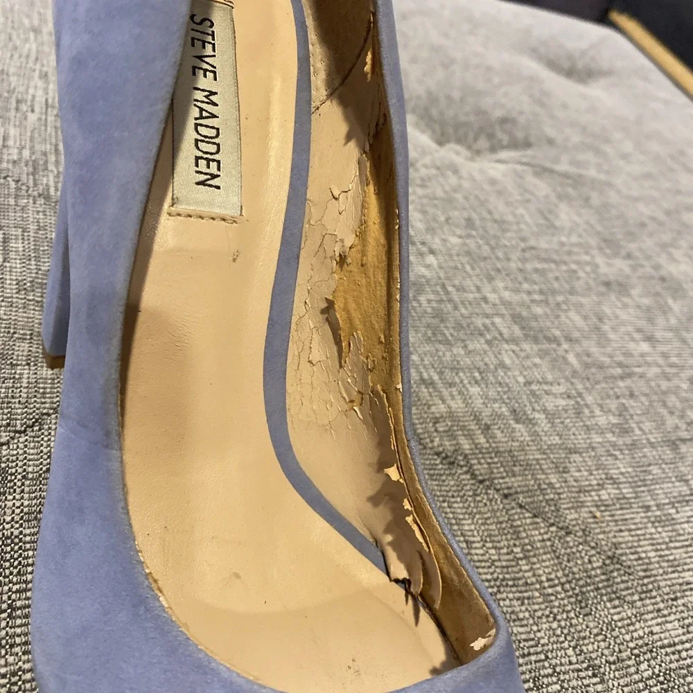 Steve Madden Periwinkle Blue Suede Block Heel Pumps Size 9.5 M